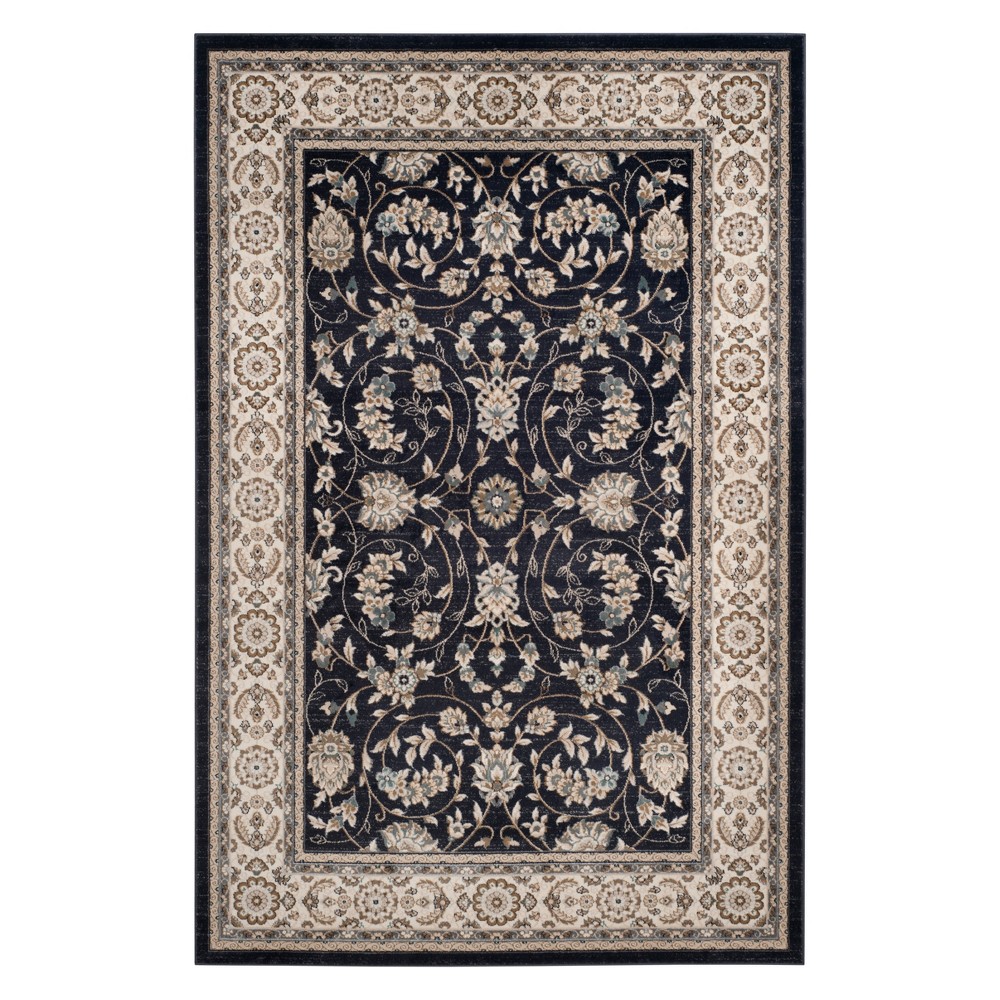 8'x10' Floral Loomed Area Rug Anthracite/Cream - Safavieh