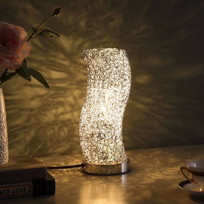 12" Silver Aluminum Curvy Table Lamp with Metal Base