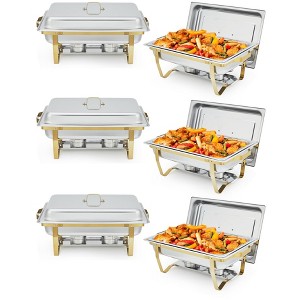 Stainless Steel Chafing Dishes for Buffet Set of 2/4/6,Buffet Servers and Warmers Set with Lid & Foldable Frame for Parties Wedding Catering Supplies - 1 of 4
