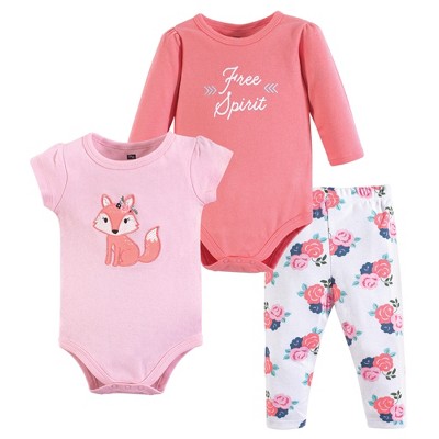 Hudson Baby Infant Girl Cotton Bodysuit And Pant Set, Floral Fox : Target