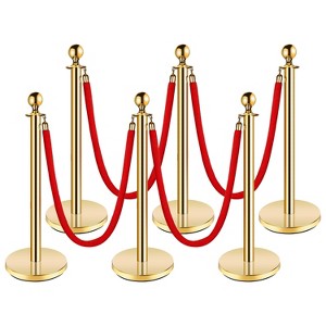 Stanchion Post with Velvet Rope, VIP Stanchion Queue Pole Barrier Posts, Red Carpet Stanchion Set - 1 of 4