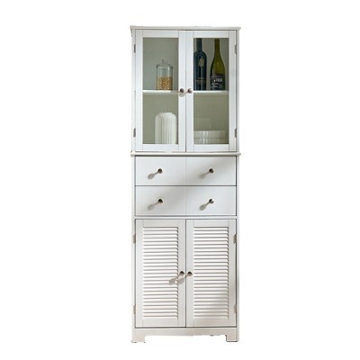 Fortune Candy 67" Tall White Multifunctional Pantry Cabinet with Doors and Shelves, Storage Cupboard for Kitchen, Hallway, Dining Room, or Craft Room