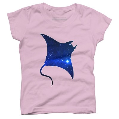 Girl's Design By Humans Space Manta Ray By Shrenk T-Shirt