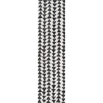 Aisha Black and White Geometric Runner Rug