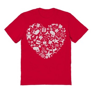 Rerun Island Men's Christmas Heart Short Sleeve Graphic Cotton T-Shirt - 1 of 1