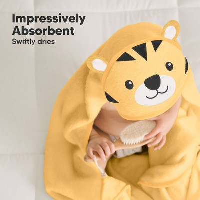 Organic Bamboo Hooded Baby Towel Set in Tiger Design