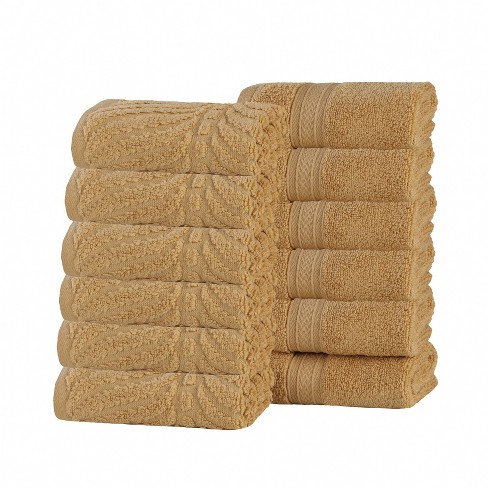 Cotton Geometric Jacquard Plush Soft Absorbent Face Towel Washcloth Set Of  12, White - Blue Nile Mills : Target