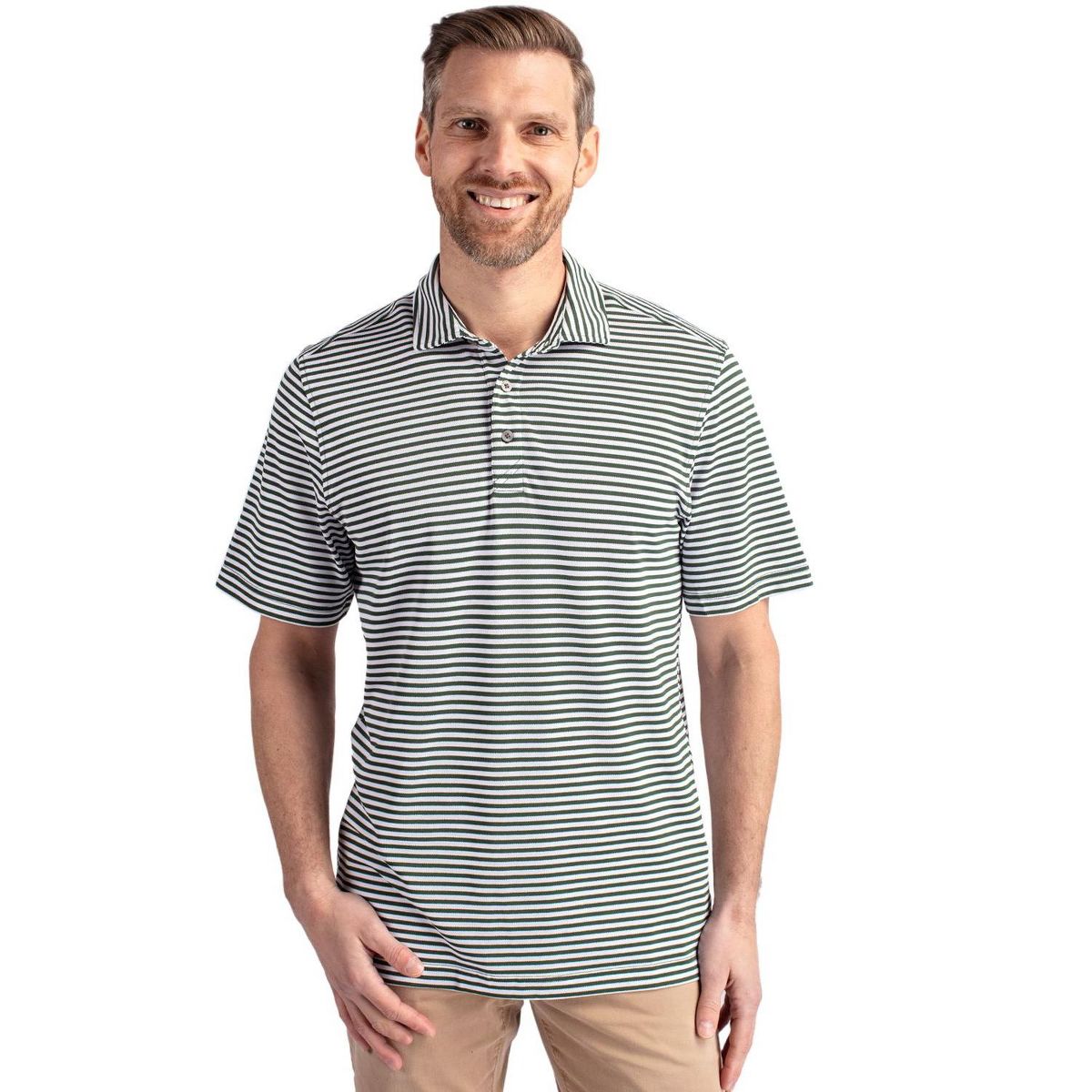 Cutter & Buck Virtue Eco Pique Stripe Recycled Mens Polo Shirt - thumbnail 3