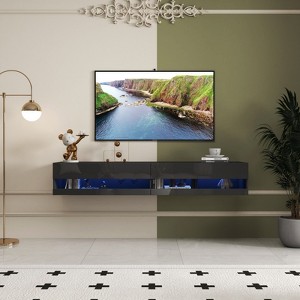 FONTOI Wall Mounted Floating TV Stand for Televisions up to 80", Media Entertainment Center for Living Room, Black, 15.75"*11.81"*70.87" - 1 of 4