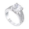 Slickblue 3 Ct. Cushion Cut CZ Engagement Ring, Rhodium Plated Criss-Cross Band, Multiple Color Options, Sizes 5-10 - 3 of 3
