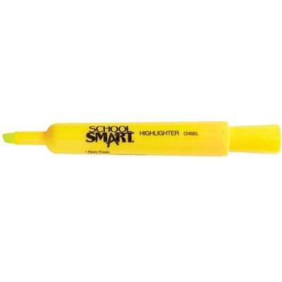 School Smart Tank Style Highlighters, Chisel Tip, Yellow, Pack of 48
