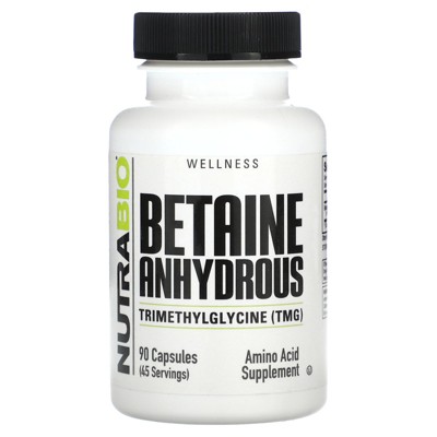 NutraBio Betaine Anhydrous, 90 Capsules (500 mg per Capsule)