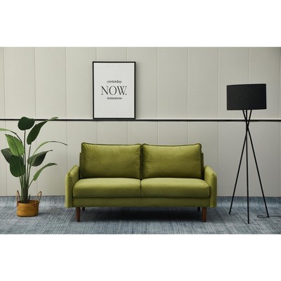 Velvet Sofa Mid-Century Modern Couch with Wooden Legs for Living Room