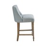 25" Delaney Upholstered Counter Height Barstool Blue - Martha Stewart: Square Seat, Wood Legs, Polyester Fabric - image 4 of 4