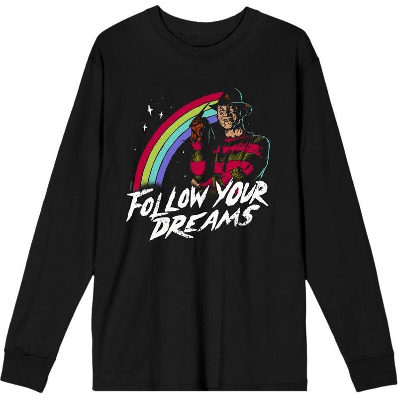 A Nightmare On Elm Street Follow Your Dreams Adult Crew Neck Long Sleeve Tee, 1 of 3