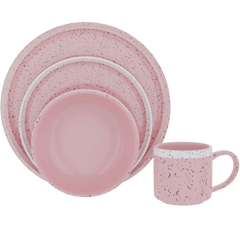 American Atelier 4-Piece Speckled Dinnerware Set, Dinner Plate, Side Plate, Bowl, and Mug, Place Setting for 1, Microwave and Dishwasher Safe, 1 of 8