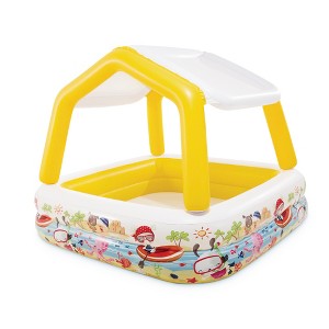 Intex 57470EP 5-Foot Square Kiddie Pool Inflatable Sun Shade Kids Swimming Pool With Canopy, Ocean Scene - 1 of 4