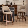 YOUNIKE Counter Height Bar Stool 26 Inch Modern Farmhouse Barstools with Solid Wood Legs Upholstered Bar Height Chair Boucle Fabric - 2 of 4