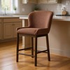 HomeRoots 26" Brown Fabric and Solid Wood Counter Height Bar Chair - 2 of 4