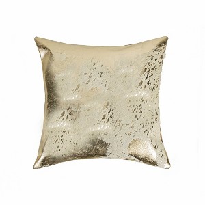 HomeRoots 18" Beige And Gold Cowhide Throw Pillow - 1 of 4