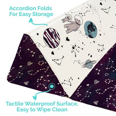 Pink Space Bears Large Foldable Waterproof Foam Play Mat