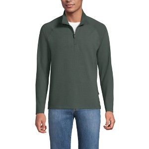 Lands' End Men's Long Sleeve Raglan Hybrid Quarter Zip - 1 of 3