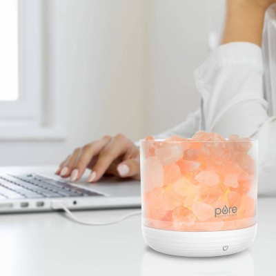 USB Salt Lamp - Pure Enrichment: Mood Lighting, Variable Brightness, Includes Power Cord & 2 Halogen Bulbs
