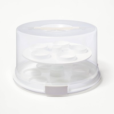 Round Cake Carrier White/Clear - Figmint™: BPA-Free, 23.5 Volume, Polypropylene, Hand Wash, Food Carrier, 3 Pieces