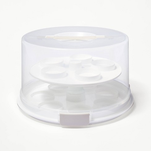 Pie Carrier Cake Storage Clear Container with Red Lid