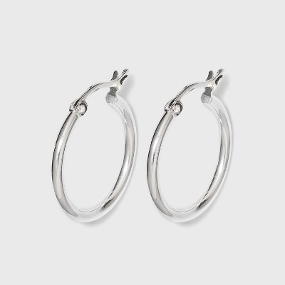 Women's Sterling Silver Hoop Earring with Click Top - Silver (30mm)