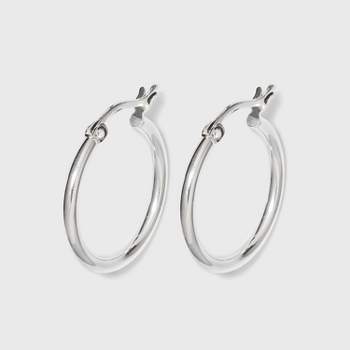 Sterling Silver Round Thin Hoop Earring - Silver
