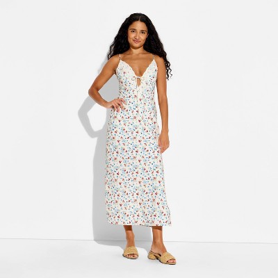Женские платья Wild Fable Women's Lace Trim Maxi Empire Waist Dress - Wild Fable™ Cream Floral M — фото 2