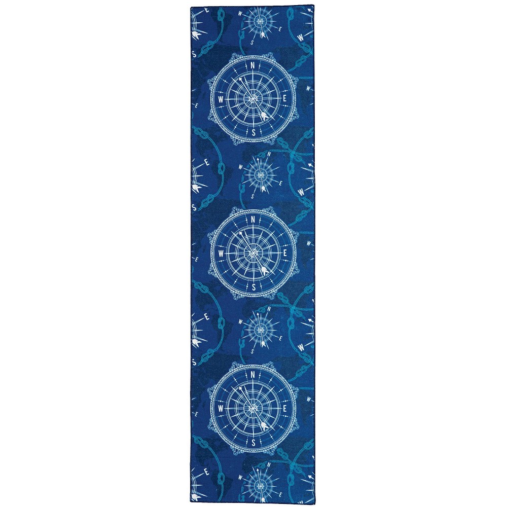  Washable Simon Rug Blue/Ivory