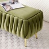 NicBex Bedroom Bench with Gold Legs Upholstered End of Bed Bench Velvet Oval Storage Ottoman Bench Toy Box for Living Room, Entryway - 4 of 4