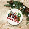 I Dig Christmas Santa and Snowman with Red Truck Ornament| OrnamentallyYou - 4 of 4