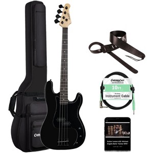 Sawtooth EP Series Electric Bass Guitar with Gig Bag & Accessories, Satin Black w/ Black Pickguard - 1 of 4