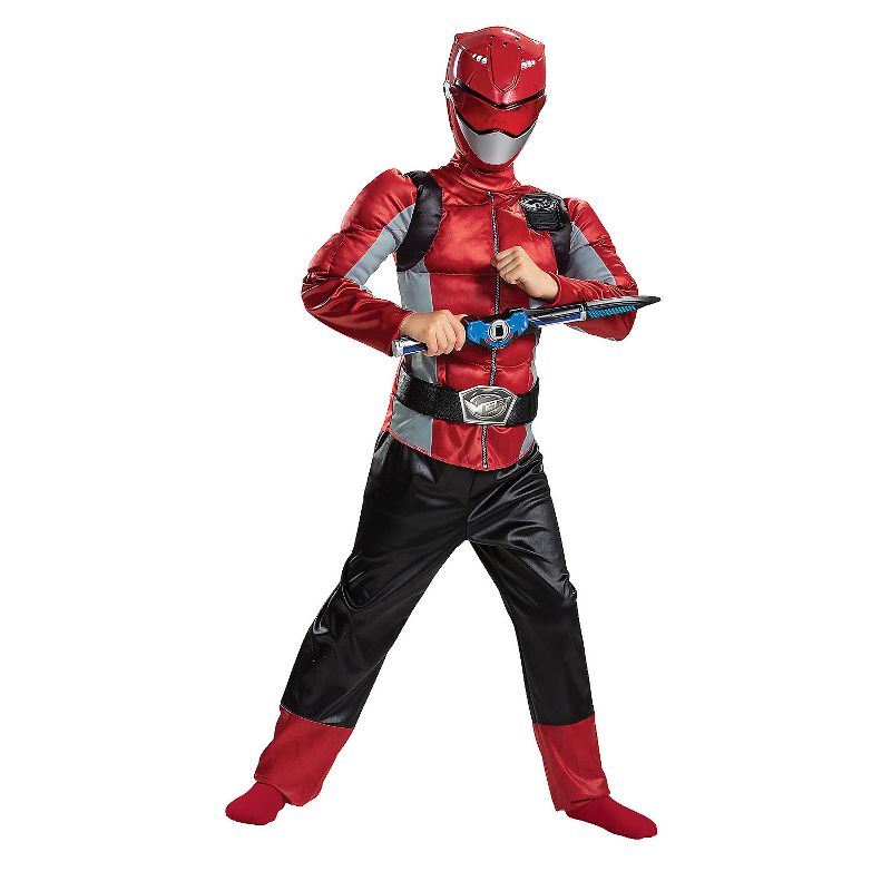 Disguise Boys' Red Ranger Beast Morphers Classic Muscle Costume - Size 4-6 - Red, 3 of 4
