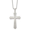 Chisel Stainless Steel Brushed and Polished with Cubic Zirconia Cross Pendant on a 24" Ball Chain Necklace - 2 of 4