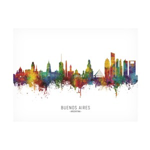 Trademark Fine Art Michael Tompsett 'Buenos Aires Argentina Skyline Named' Canvas Art - 1 of 4