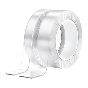 Itopfox 2 Rolls Heavy Duty Double Sided Tape - Removable Nano Tape for Poster, Carpet, Picture Hanging, Wall Mounting - Clear & Strong Adhesive - 1 of 4