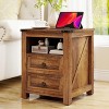 Dyonery Night Stand with Charging Station, Rustic 18 Inch Bedside Table with 2 Storage Drawers and Open Shelf - 4 of 4