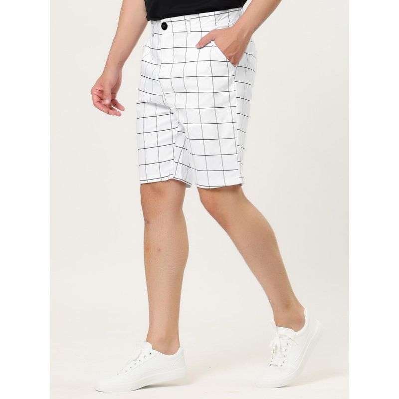 Lars Amadeus Men's Summer Plaid Shorts Slim Fit Flat Front Dress Shorts, 2 of 7