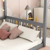 MAYEERTY Full Canopy Frame Floor Bed with Fence, Guardrails, Gray - 4 of 4