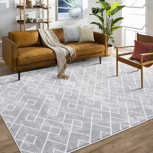 Area Rug Geometric Rug for Living Room Ultra Soft Fluffy Carpet Thick Plush Shaggy Rug - 1 of 4