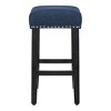 WestinTrends 24" Upholstered Saddle Seat Counter Stool (Set of 2), Black/Navy Blue - 4 of 4