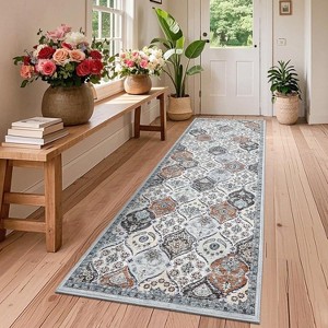 Washable Non-Slip Area Rug - Low Pile Stain-Resistant Oriental Accent Carpet Foldable Print Floor Covering for Living Room, Bedroom Office - 1 of 4