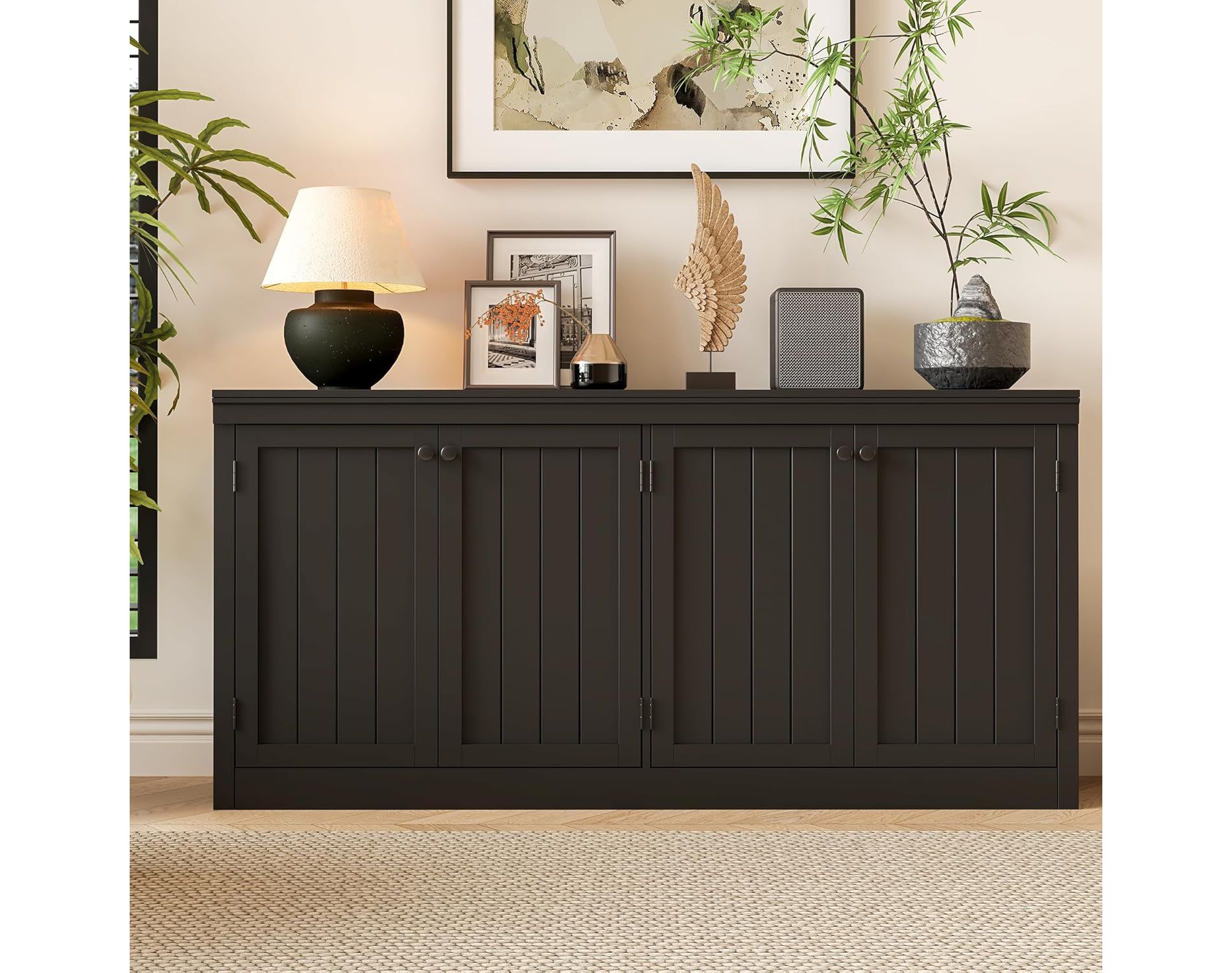 4-Door Sideboard Cabinet with Storage, 62.99 Inch Modern Buffet Cabinet for Living Room, Dining Room & Office