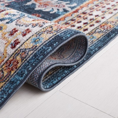 Bayside Brilliance Blue Square Synthetic Easy-Care Area Rug, 6'7" x 6'7"