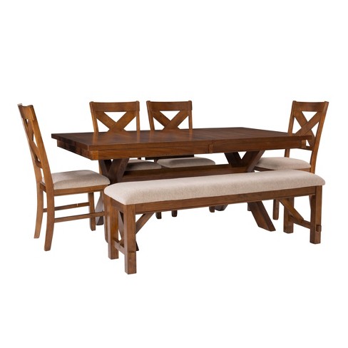 Extendable dining discount set with bench