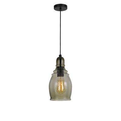 6" x 6" Accera Rippled Smokey Glass Pendant - Cal Lighting